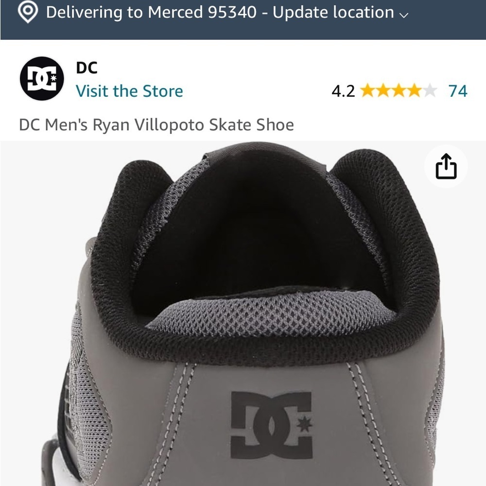 DC men’s Ryan Villopoto skate shoe outdoor sports grey, black, white suede 11.5 - Picture 13 of 14